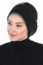 Clara - Turban En Coton Noir & Kaki