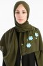 Damla Khaki Sjal Hijab Med Blommor Madame Polo 130003-1