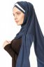 Duru - Hijab Jersey Bleu Marin & Crème