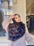 Elyas - Hijab A Motifs En Coton Bleu Marin - Mirach
