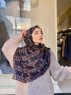 Elyas - Hijab A Motifs En Coton Bleu Marin - Mirach