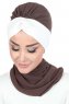 Gill - Hijab Pratique Marron & Crème