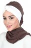 Gill - Hijab Pratique Marron & Crème