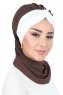 Gill - Hijab Pratique Marron & Crème