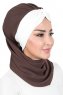 Gill - Hijab Pratique Marron & Crème