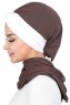 Gill - Hijab Pratique Marron & Crème