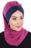 Gill - Hijab Pratique Fuchsia & Bleu Marin