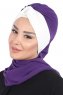 Gill - Hijab Pratique Violet & Crème