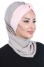 Gill - Hijab Pratique Taupe & Vieux Rose