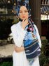 Jumana - Hijab à Motifs Bleu Marin - Sal Evi