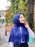 Kadifa - Hijab A Motifs En Coton Bleu Marin - Mirach