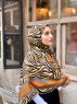 Kadifa - Hijab A Motifs En Coton Noir & Beige - Mirach