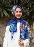 Marwa - Hijab A Motifs Crepe Bleu