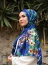 Marwa - Hijab A Motifs Crepe Bleu