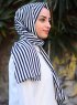 Marwa - Hijab Rayé Crepe Noir