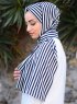 Marwa - Hijab Rayé Crepe Noir