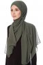Mehtap - Chiffon Hijab Pratique One-Piece Kaki