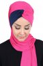 Mikaela - Hijab Coton Pratique Fuchsia & Bleu Marin