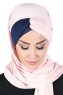 Mikaela - Hijab Coton Pratique Vieux Rose & Bleu Marin
