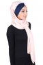 Mikaela - Hijab Coton Pratique Vieux Rose & Bleu Marin