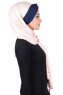 Mikaela - Hijab Coton Pratique Vieux Rose & Bleu Marin