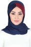 Mikaela - Hijab Coton Pratique Bleu Marin & Bordeaux