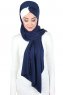 Mikaela - Hijab Coton Pratique Bleu Marin & Crème