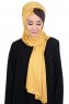 Mikaela - Hijab Coton Pratique Moutarde & Marron