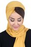 Mikaela - Hijab Coton Pratique Moutarde & Marron