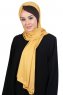 Mikaela - Hijab Coton Pratique Moutarde & Marron