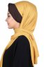 Mikaela - Hijab Coton Pratique Moutarde & Marron