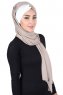 Mikaela - Hijab Coton Pratique Taupe & Crème