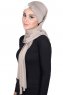 Mikaela - Hijab Coton Pratique Taupe & Crème