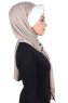 Mikaela - Hijab Coton Pratique Taupe & Crème