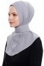 Narin - Hijab Crepe Pratique One-Piece Gris Clair