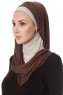 Naz - Hijab Pratique One-Piece Marron & Taupe Clair - Ecardin
