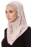 Naz - Hijab Pratique One-Piece Vieux Rose & Taupe Clair - Ecardin