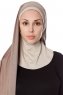 Naz - Hijab Pratique One-Piece Taupe Foncé & Taupe Clair - Ecardin