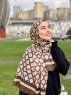 Nona - Hijab A Motifs En Coton Marron - Mirach