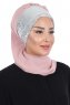 Olga - Hijab Pratique Vieux Rose & Argent