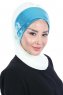 Olga - Hijab Pratique Blanc Cassé & Bleu
