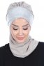 Olga - Hijab Pratique Taupe & Argent