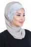 Olga - Hijab Pratique Taupe & Argent