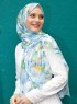 Pariza - Hijab Feuille à Motifs Bleu