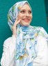 Pariza - Hijab Feuille à Motifs Bleu