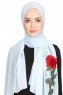 Sevda Ljusblå Blommig Chiffon Hijab Sehr-i Sal 400108a
