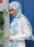 Yumna - Hijab Feuille à Motifs Bleu