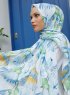 Yumna - Hijab Feuille à Motifs Bleu