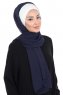 Vera - Hijab Chiffon Pratique Crème & Bleu Marin