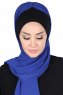 Vera - Hijab Chiffon Pratique Noir & Bleu